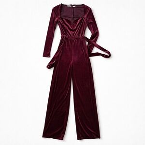 Burgundy Velvet Jumpsuit